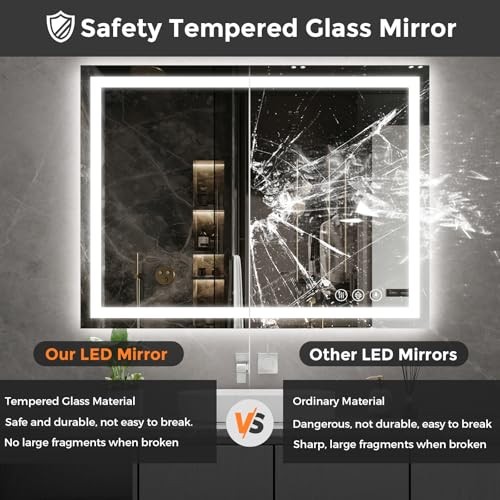 36x48 LED Bathroom Mirror, Backlit + Front Lit, LED 48"L x 36"W 3 Color Modes gallery