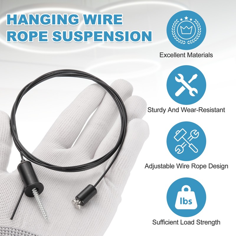 4Set 4.9ft Ceiling Hanging Wire Cable Kit with Slotted Mount Screw Kit, Black gallery