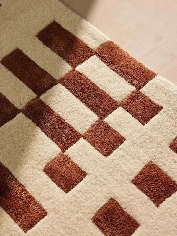 Hand Tufted Rug Raya Rust Hand Made Wool Silk Aesthetic Carpets For Bedroom gallery