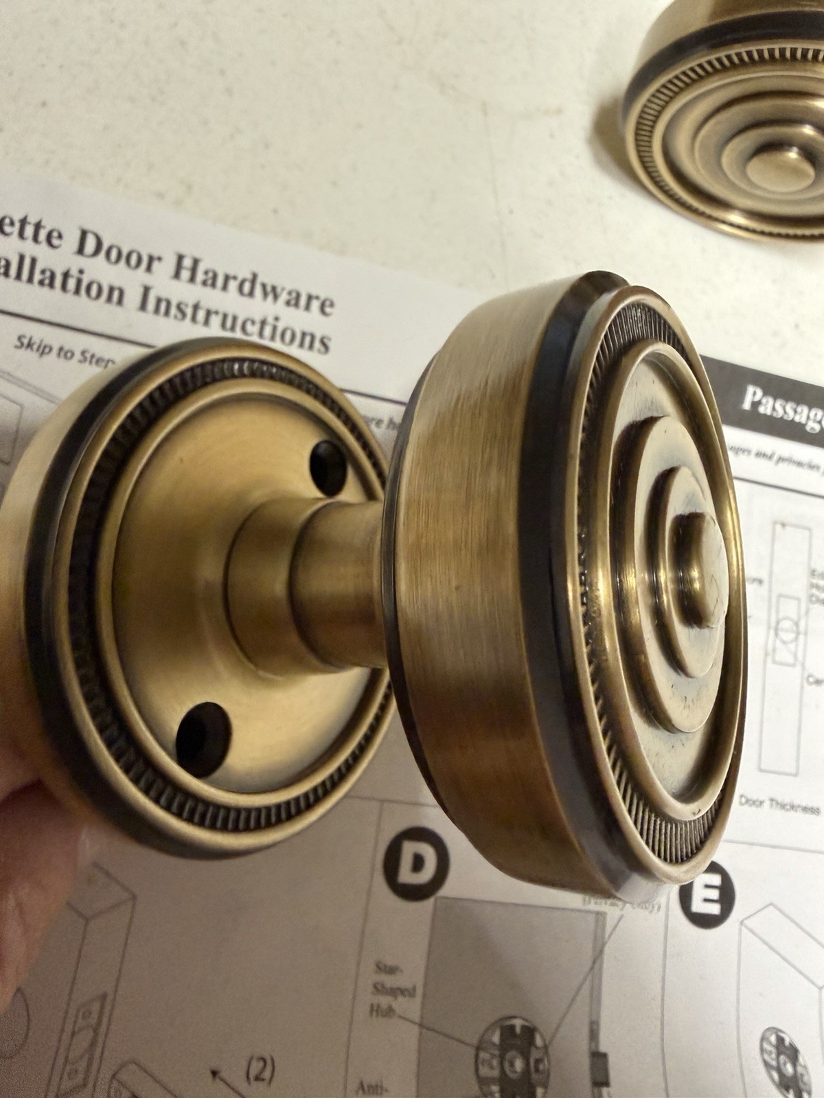 Emtek Soleil Privacy Door Knob Set Vintage Brass GS40-SOLSOL-VB Bathroom Bed gallery