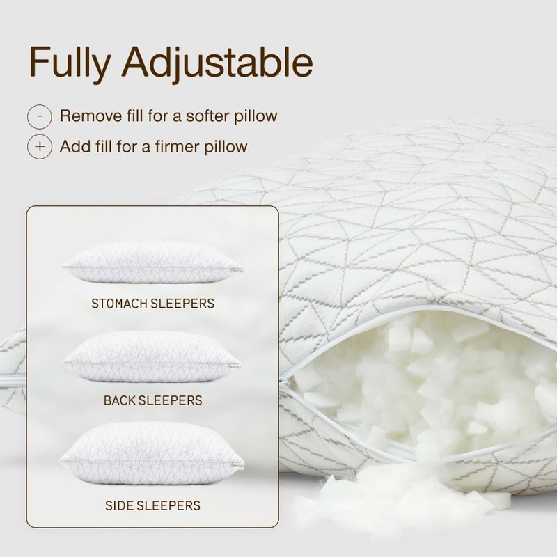 Queen Size Adjustable Comfort Pillow with Cross-Cut Memory Foam - Safe for Sleep gallery