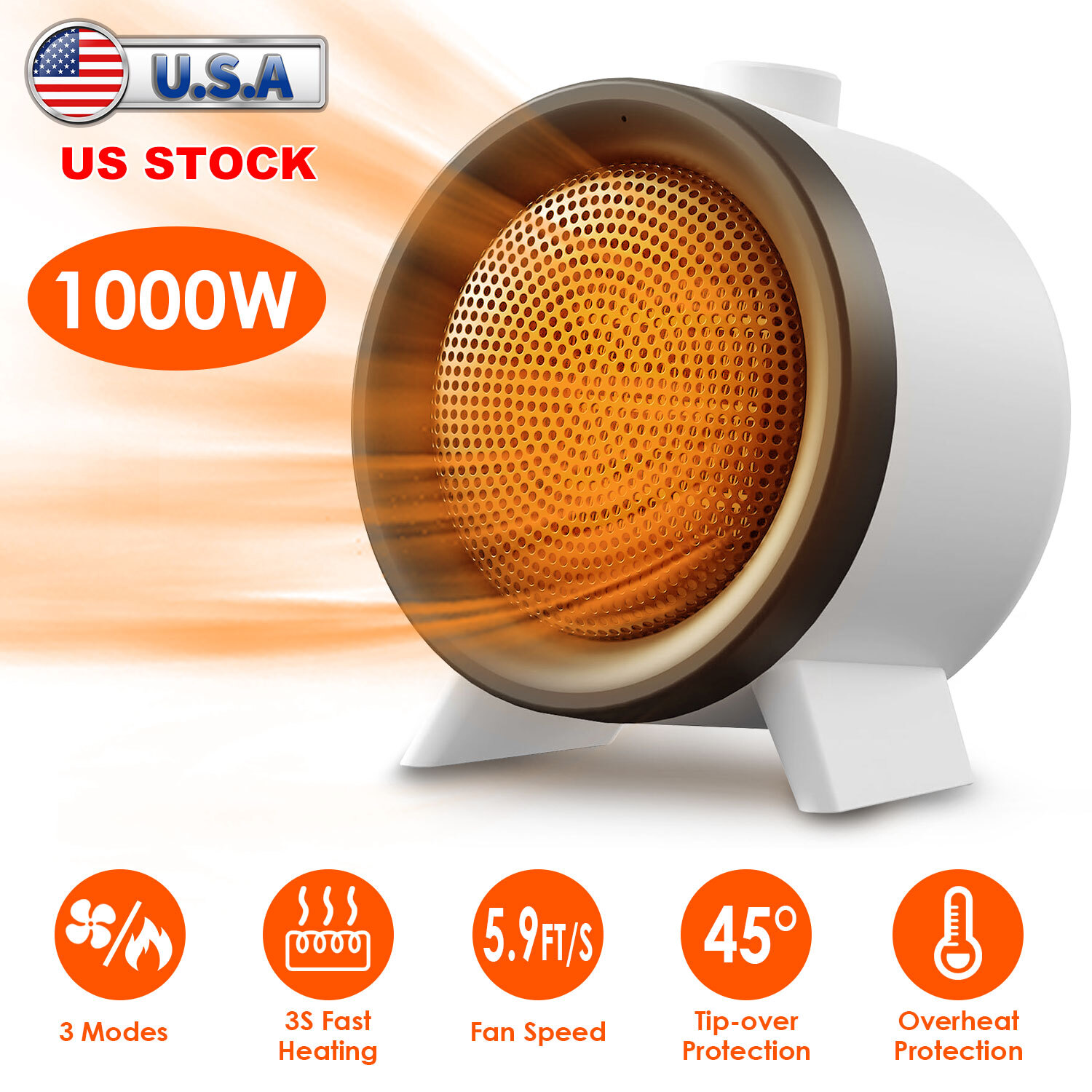 1000W Electric Space Heater Heating Fan Cold/Hot Air Fan Garage Office Indoor gallery
