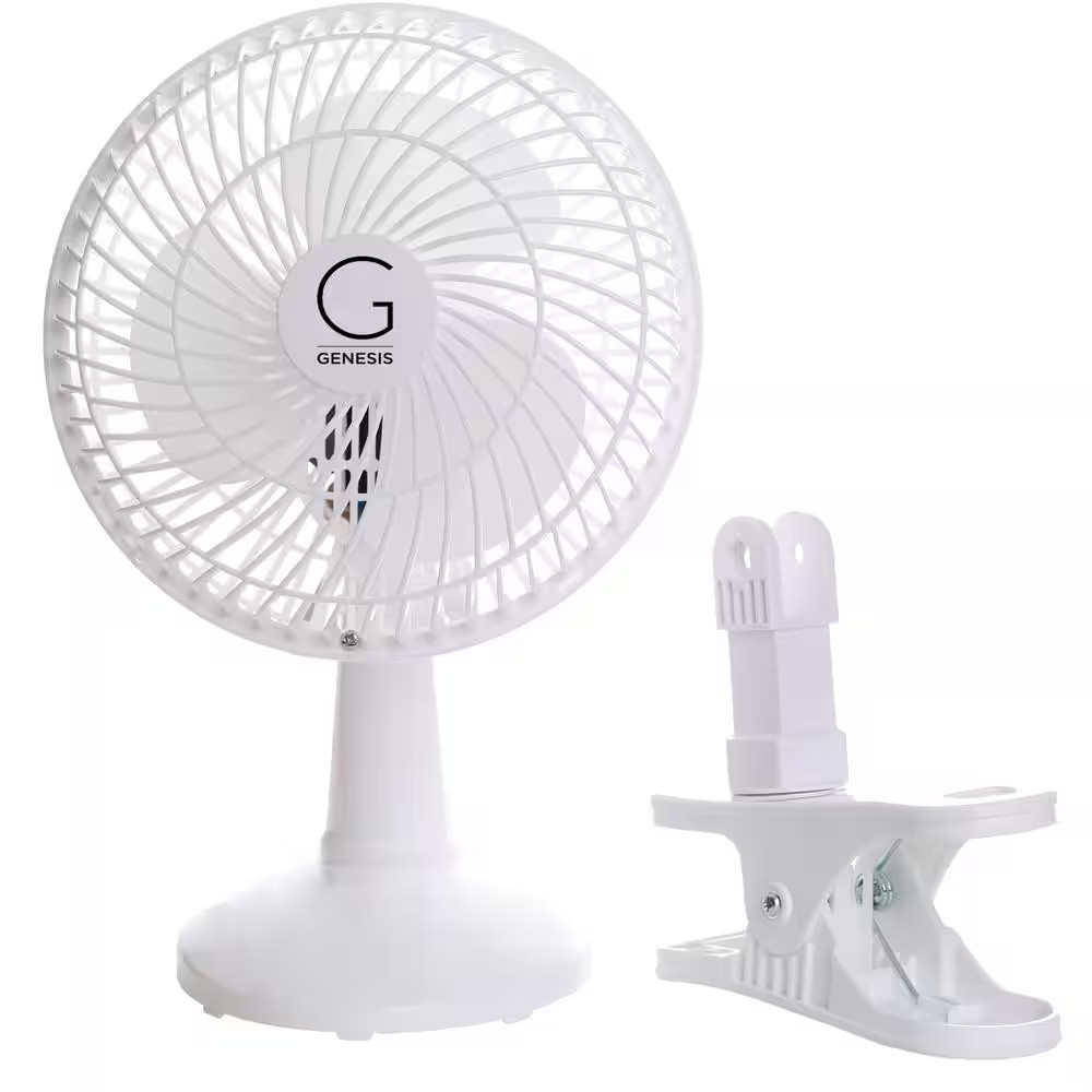 Genesis Clip On Fan Table Top Convertible 6in Adjustable Quiet 2 Speed White gallery