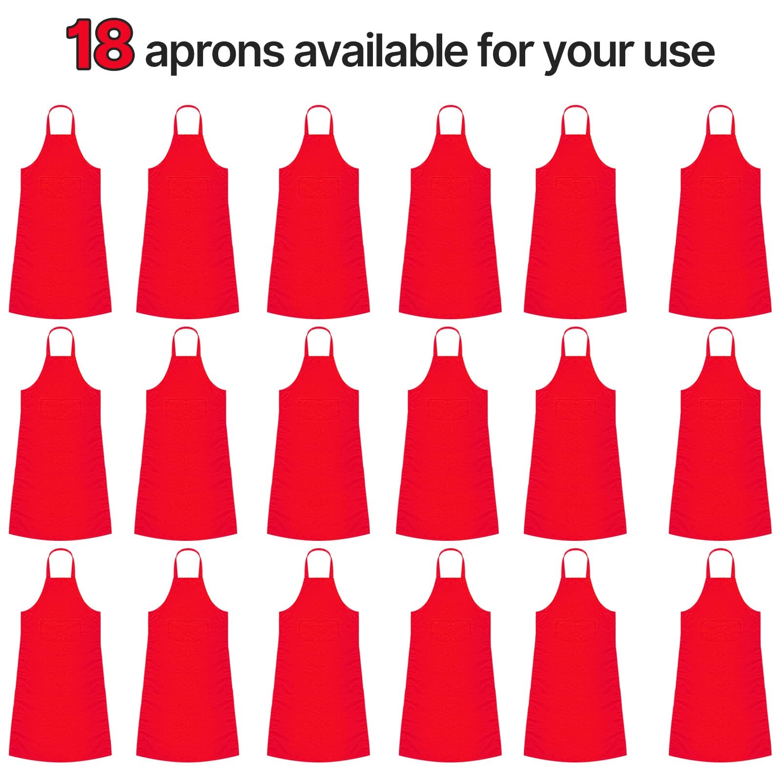 18 PCS Bib Apron Bulk Unisex Plain Adjustable Pocket Chef Cook Craft Red gallery