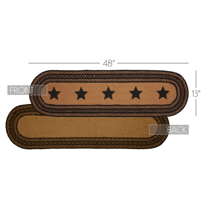Table Runner Farmhouse Jute Primitive 13x48 Oval Stars Kitchen Decor VHC Brands gallery