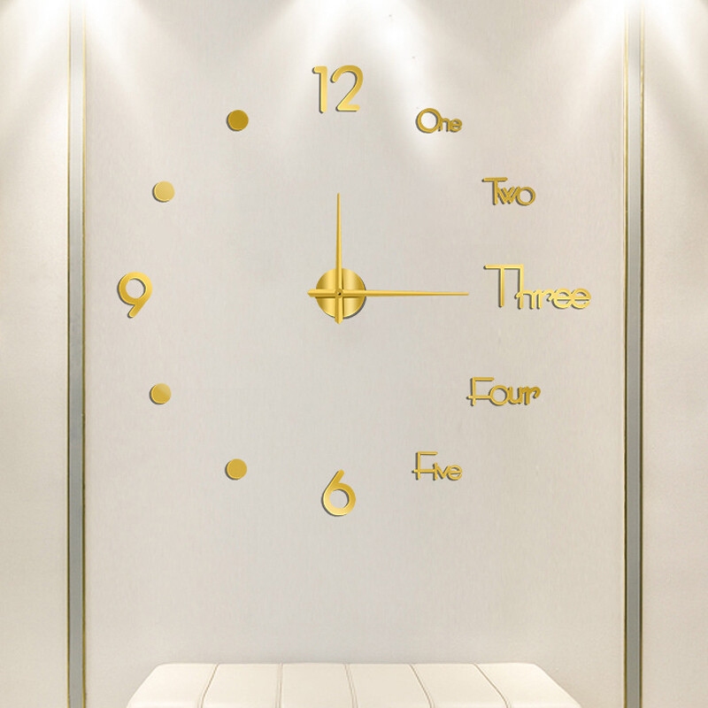 3D Large Wall Clock Mirror Surface Modern DIY Sticker Office Home Shop Art Decor gallery