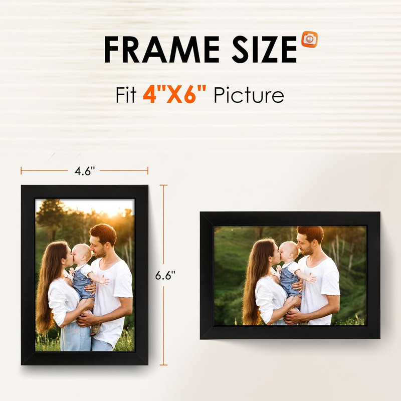 4"x6" Black Picture Frames Set MDF Wall or Tabletop Display Frames Set of 2 gallery