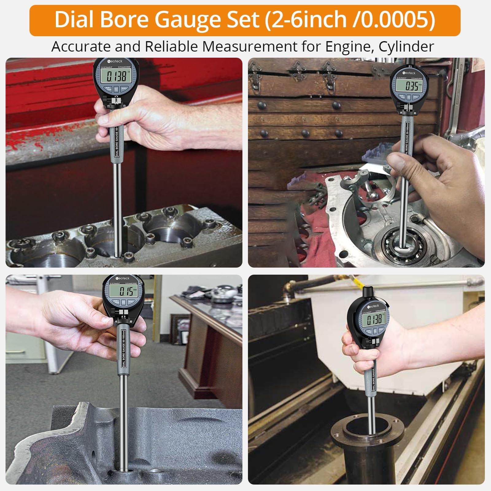 Neoteck Bore Gauge Set Digital Indicator Dial 2-6 inch, Silver gallery