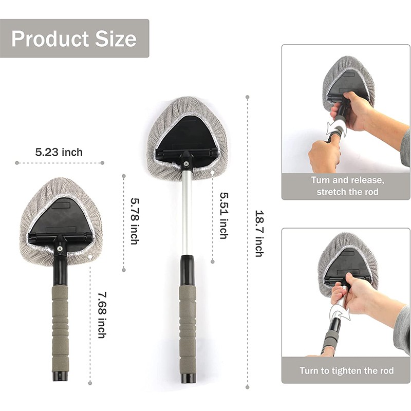 Auto Windshield Cleaning Tool Extendable Window Cleaner Brush Glass Wiper w/ Pad gallery