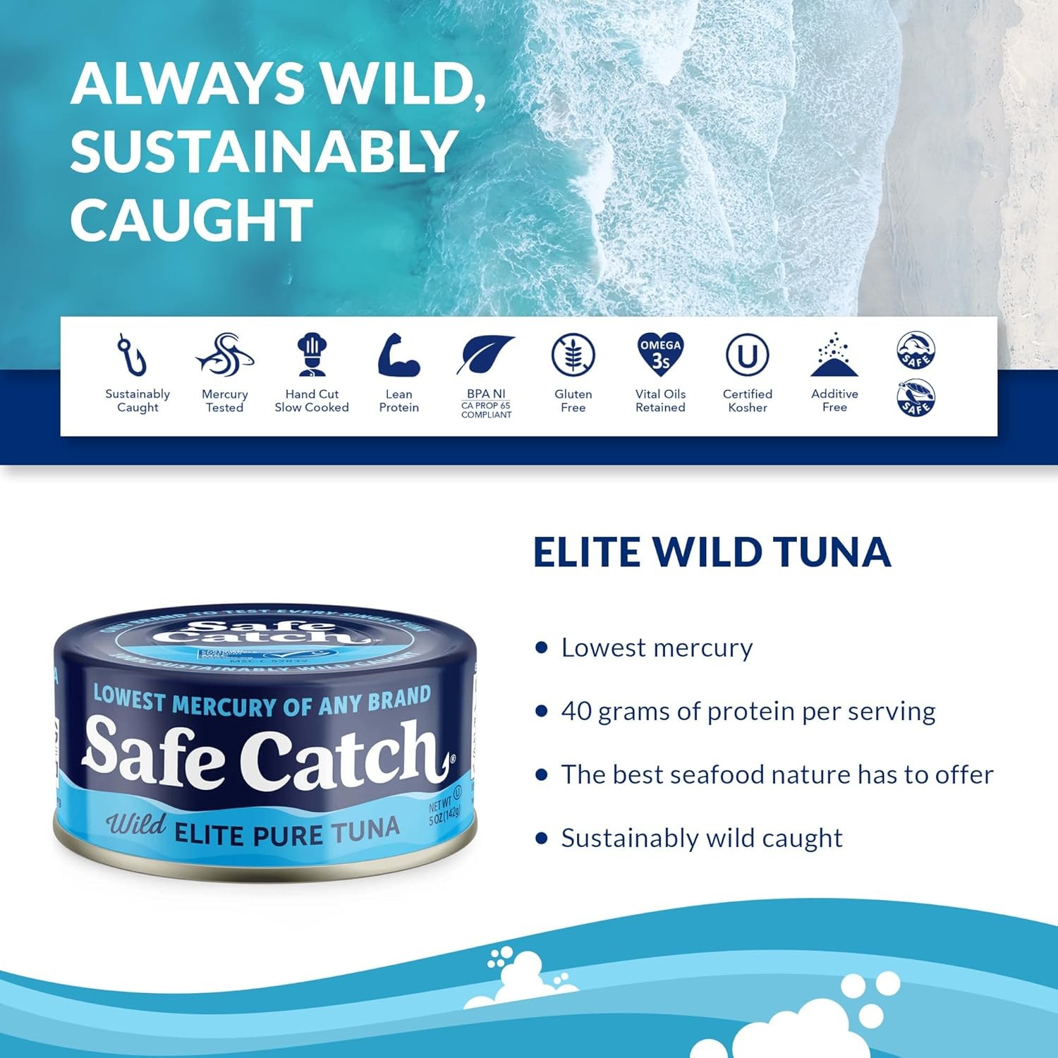 Safe Catch Canned Wild Tuna Fish, Caught, Lowest 5 Ounce (Pack of 12) gallery