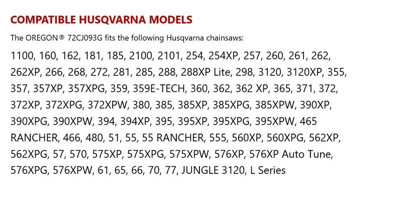 2-pack 28" Chains Fits Husqvarna 61, 65, 66, 70, 77 - Oregon 72CJ093G (2) gallery
