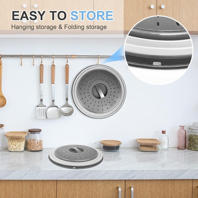 Pack 2, Microwave Food Cover with Mat 10 Inch, Mat as Bowl Holder gallery