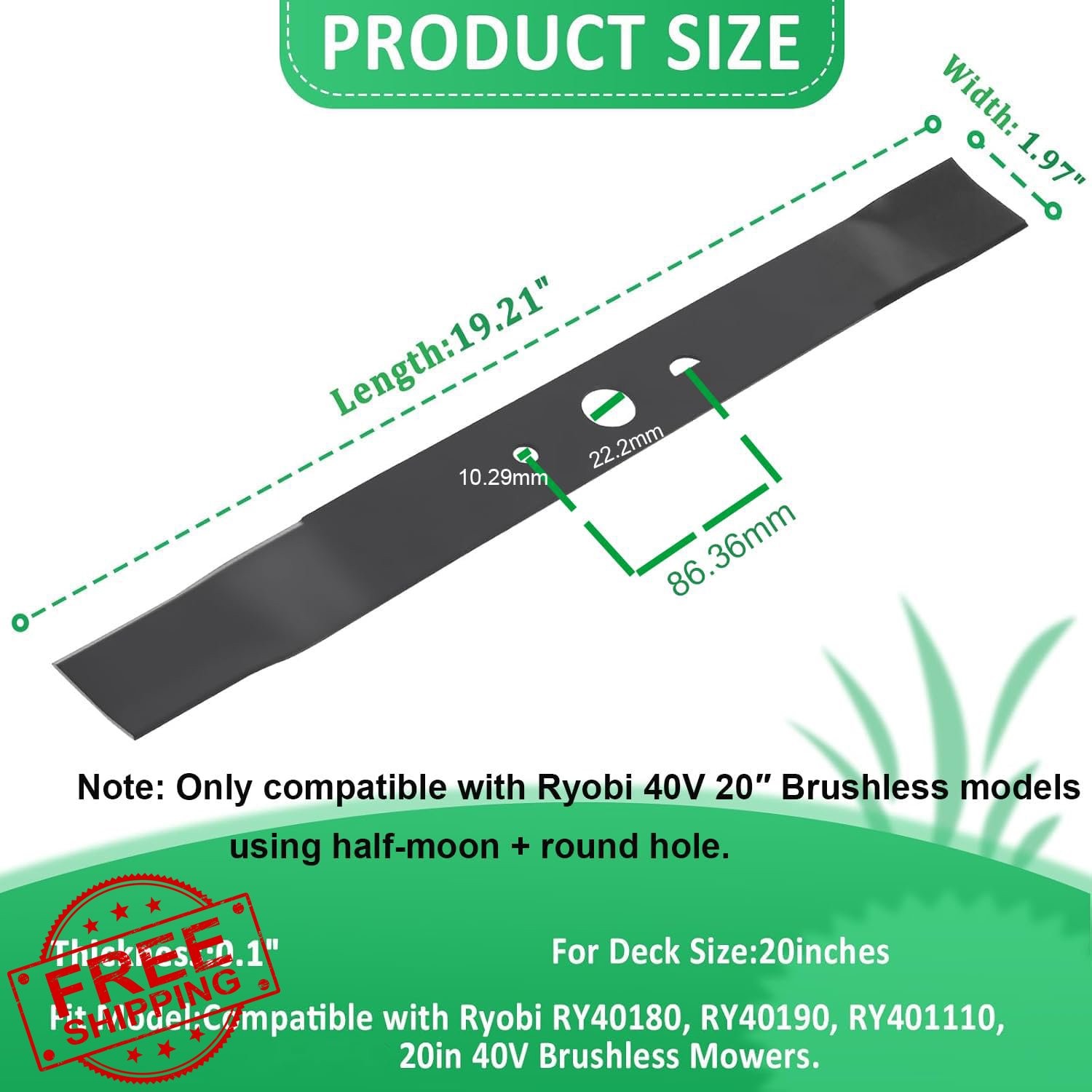 Foifatt Mower Blade AC04020 Round Hole gallery
