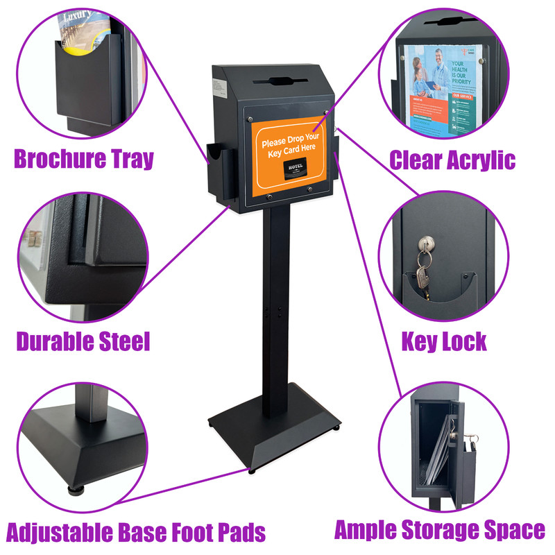 OPEN BOX Floor-Standing Offering Boxes with Key Lock, Suggestion Box with Stand gallery