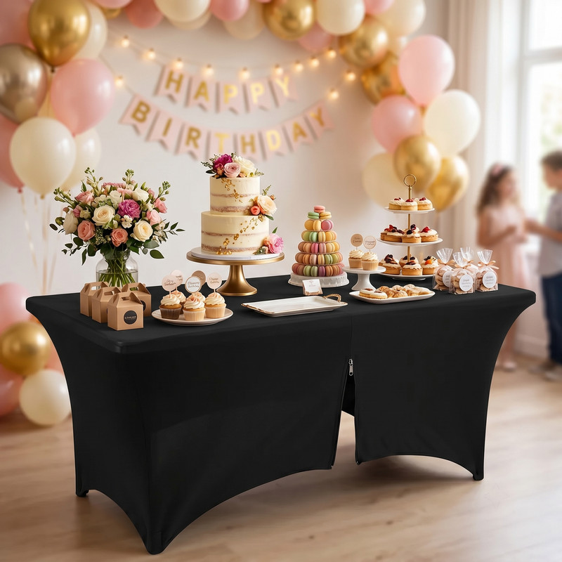 6FT Rectangular Spandex Table Cover Stretch Fitted Tablecloth for Vendor Wedding gallery