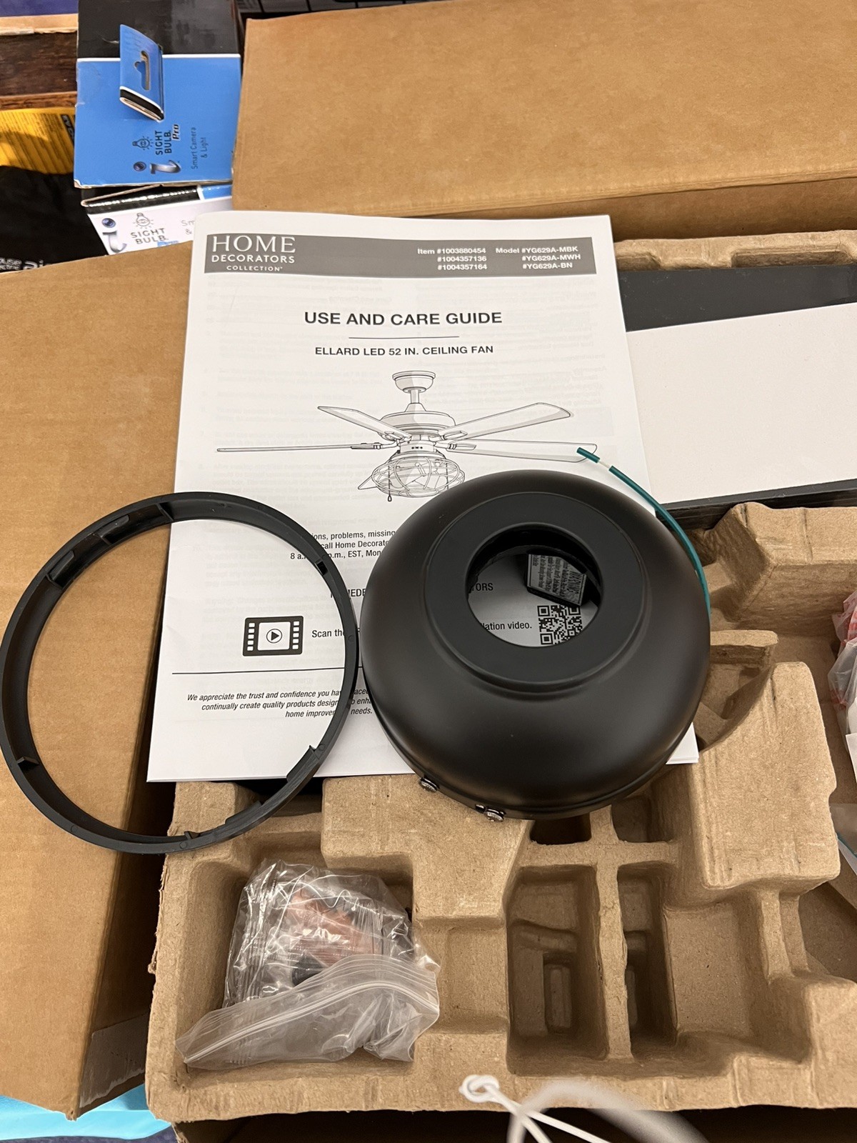 Preassembled canopy ring Ellard 52 in LED Indoor Matte Black Ceiling FanHDC gallery
