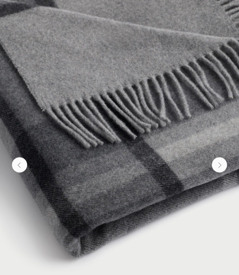 Cozy Earth Cashmere Wool Lucca Throw Blanket Grey New gallery