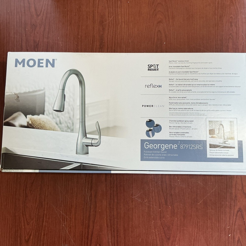 NEW MOEN 87912SRS Georgene Pulldown Spot Resist Stainless Kitchen Faucet B143
