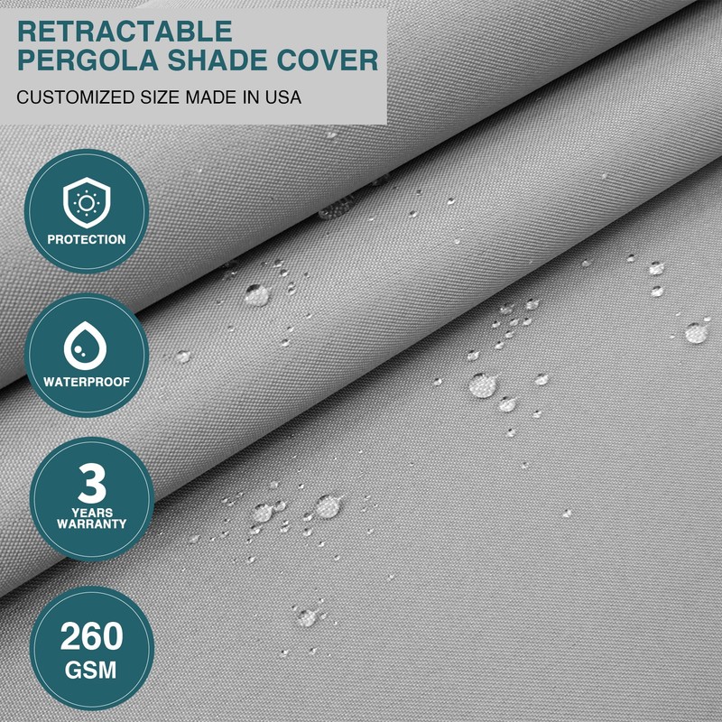 ECOOPTS Gray Waterproof Retractable Pergola Replacement Shade Cover Wave Sail gallery