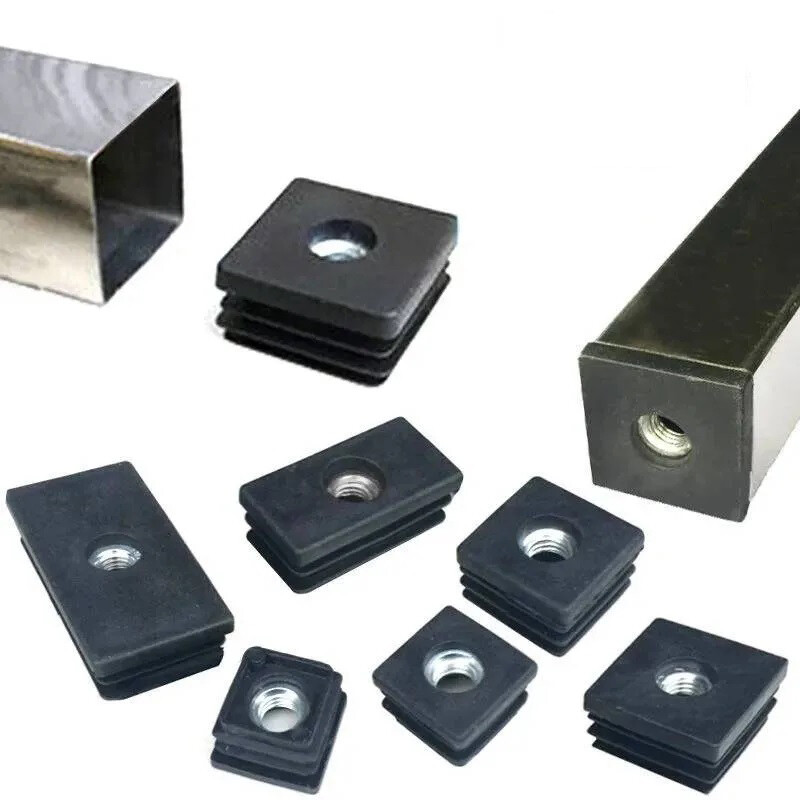 M6/M8/M10 Thread Square Blanking End Caps Tube Inserts Adjustable Leveling Feet gallery