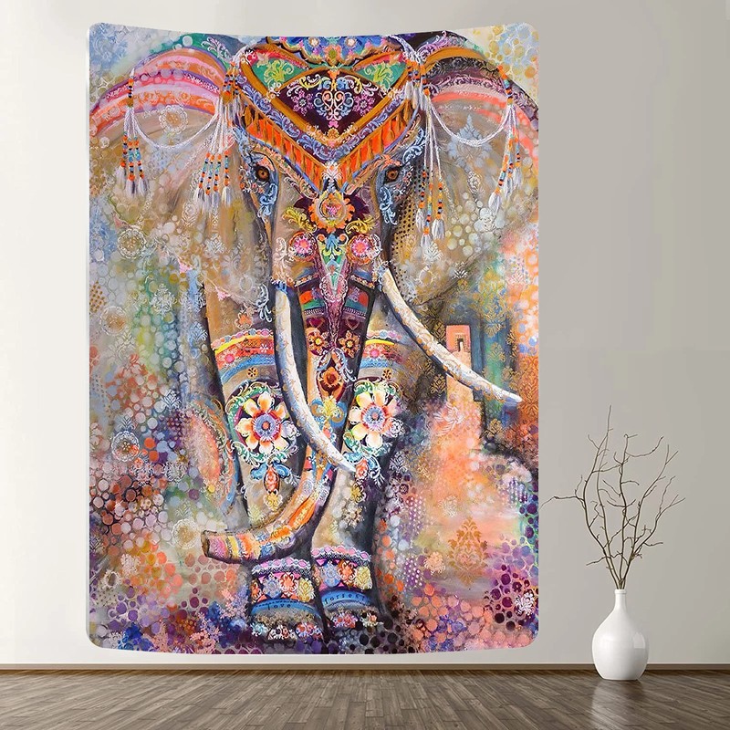 Mandala Pattern Indian Tapestry Wall Hanging Decor Bohemian Art Psychedelic Elep gallery