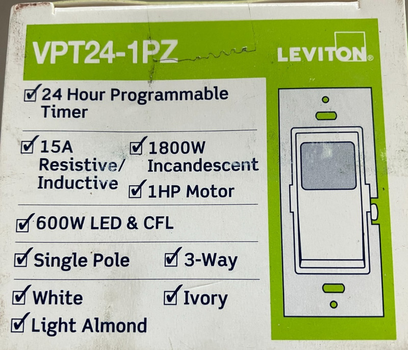 LEVITON 24HR PROGRAMMABLE TIMER VPT24-1PZ gallery
