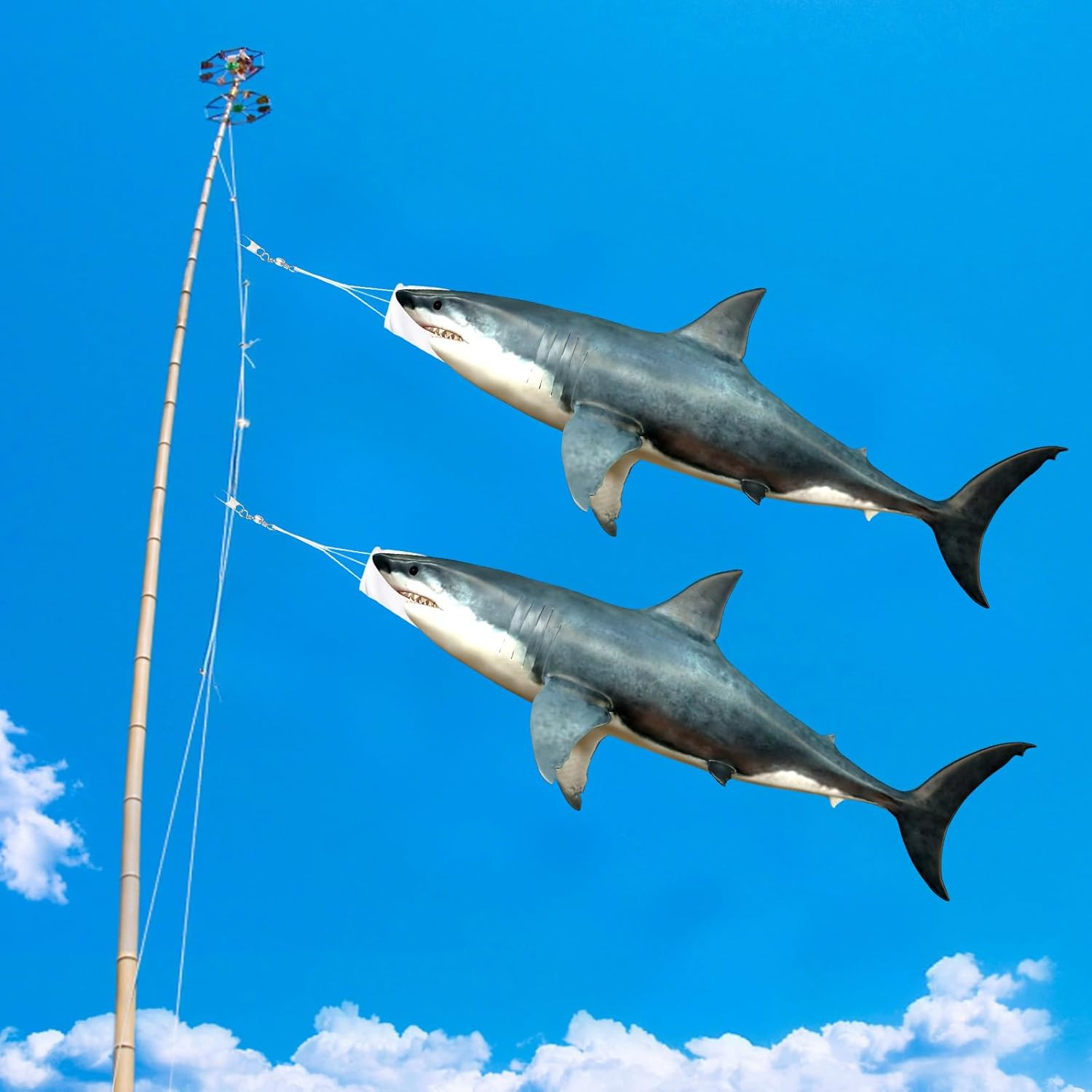 Blue-Gray 49 Inch Shark Wind Sock Heavy Duty Fish Windsock Outdoor Decor Fish Fl gallery