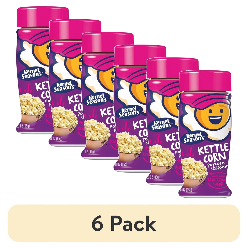 6-KERNEL SEASON'S KETTLE CORN POPCORN SALT/SEASONING 3 OZ EACH 07/15/2027
