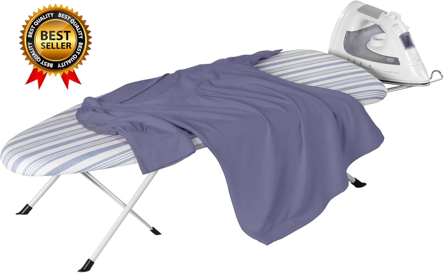 Folding Tabletop Ironing Board with Iron Rest, Blue, 32” L X 12” W, Steel Frame gallery
