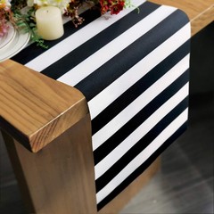 Black and White Striped Pattern Table Runner 12×72 Inches for Anniversary