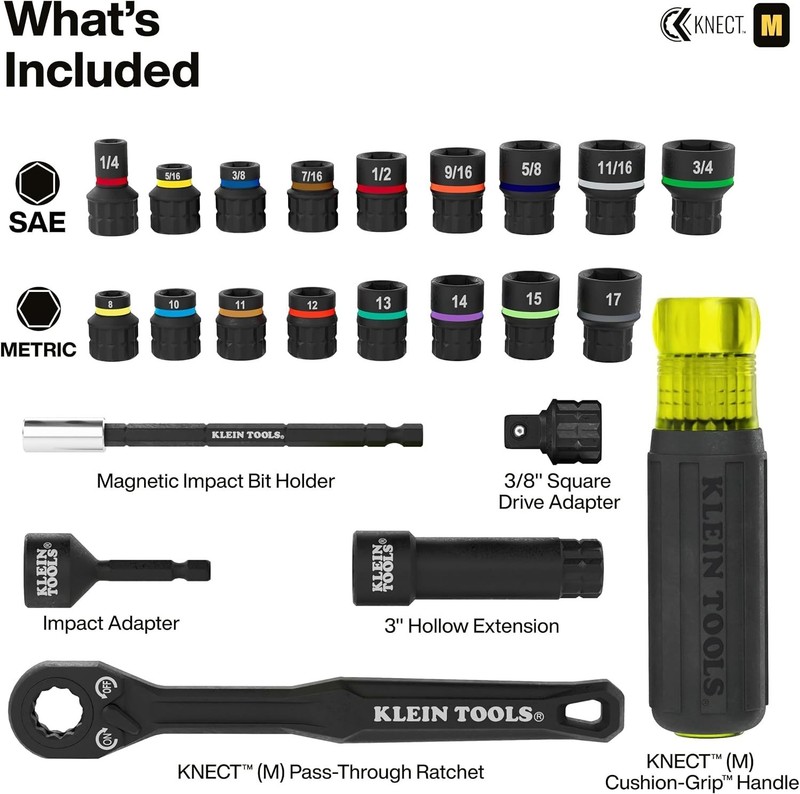 Klein Tools 65400KNECT KNECT Essential Pass Through Impact Socket Wrench Set gallery