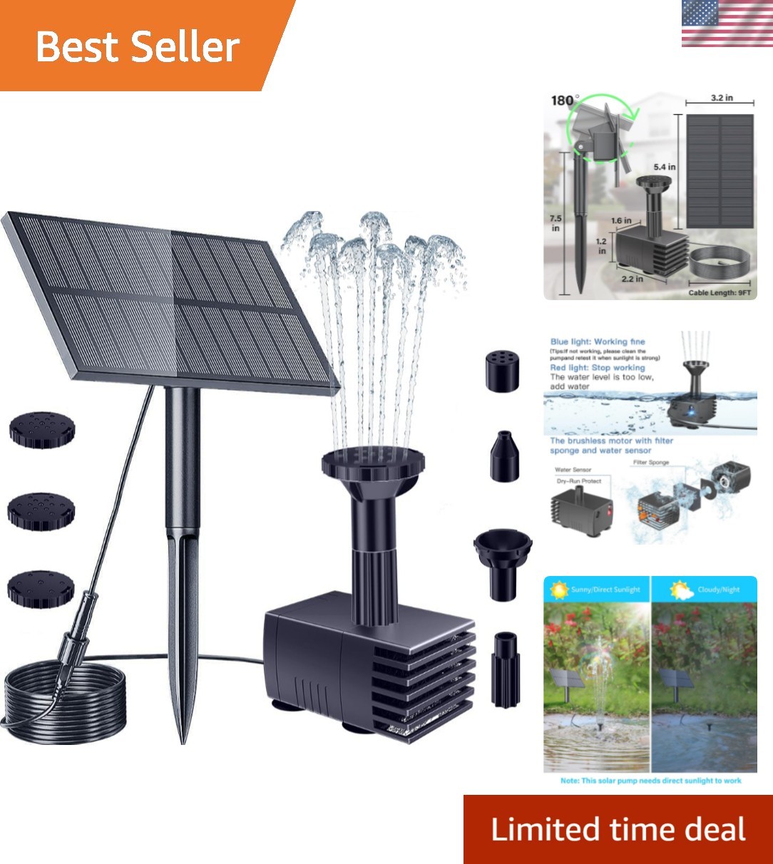 High-Efficiency Solar Water Pump for Gardens - 160 L/H Flow Rate, 27.5” Lift gallery