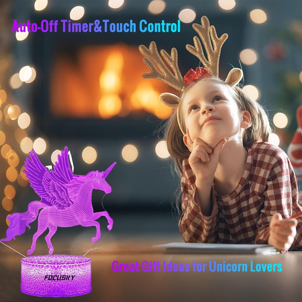 Acrylic 3D Unicorn LED Night Light Bedroom Child 7 Colors Changing Bedside Lamp gallery