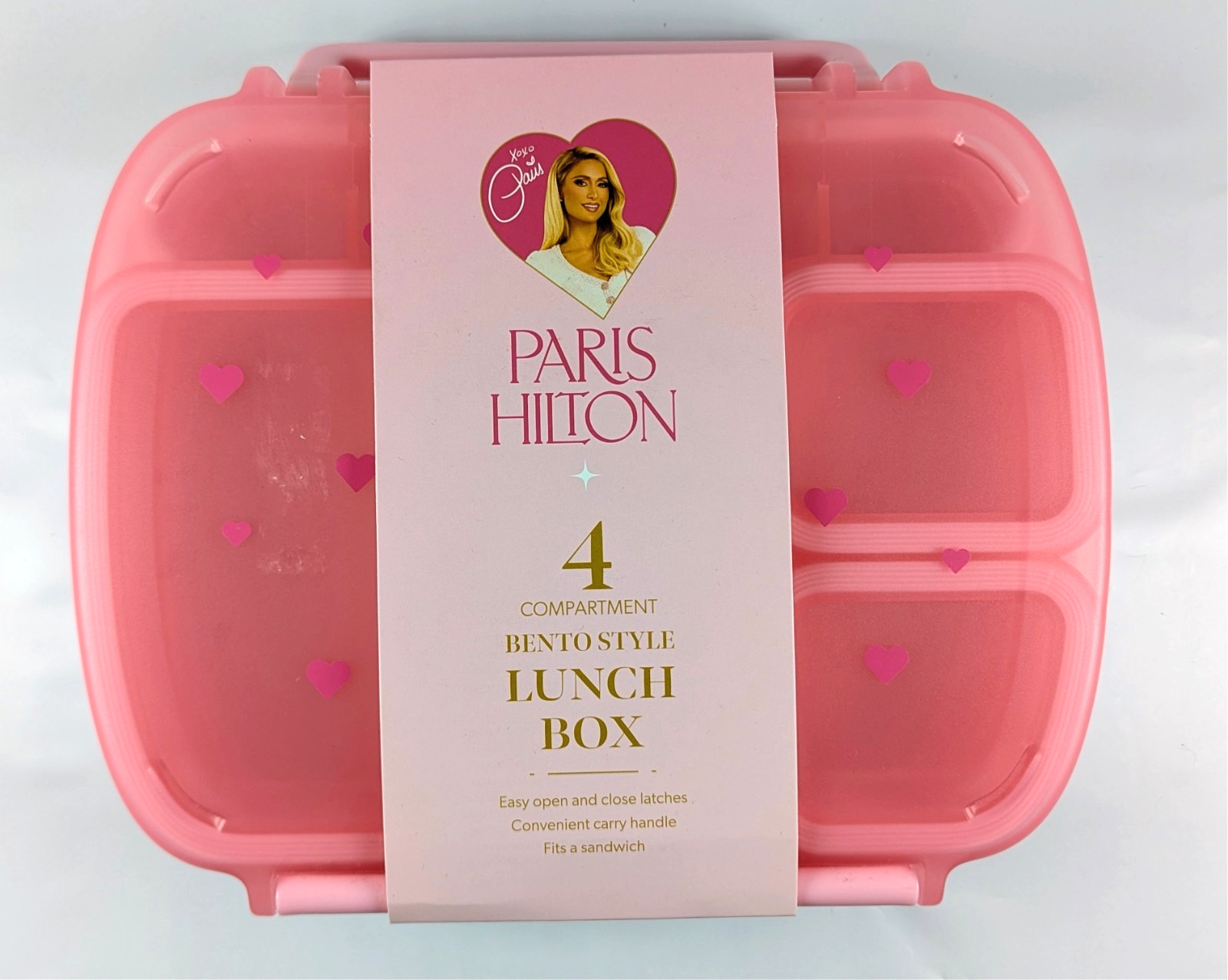 Paris Hilton Bento Style Box 4 Compartment Lunch Box Pink Hearts NEW gallery