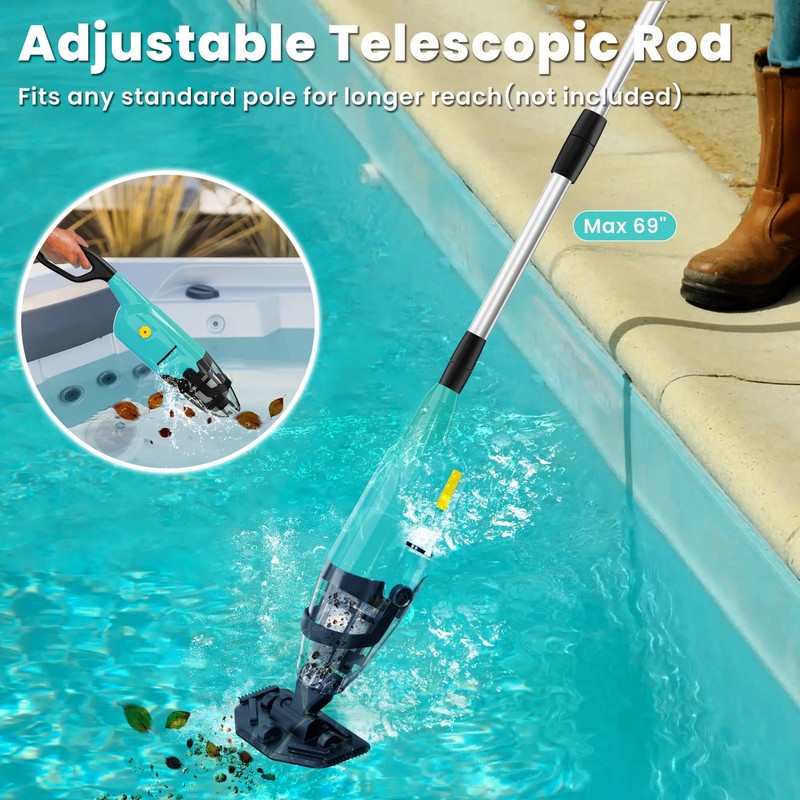 Cordless Handheld Pool Vacuum with Telescopic Pole 18GPM Powerful Suction, 90Min gallery
