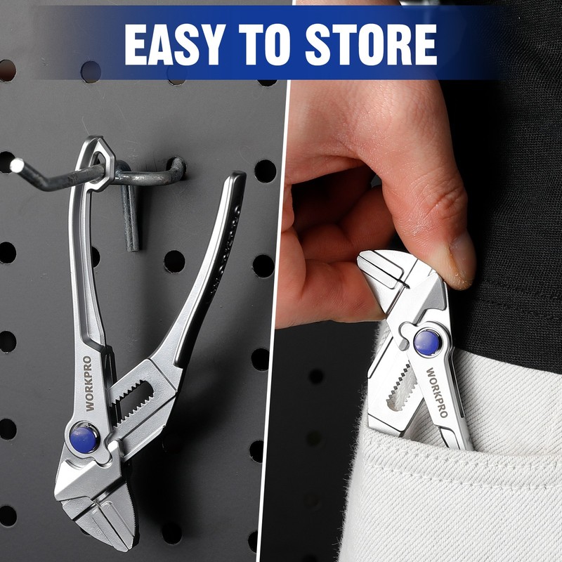 WORKPRO Mini Pliers Wrench 4'' Adjustable Wrench Pliers w/ Smooth Parallel Jaws gallery