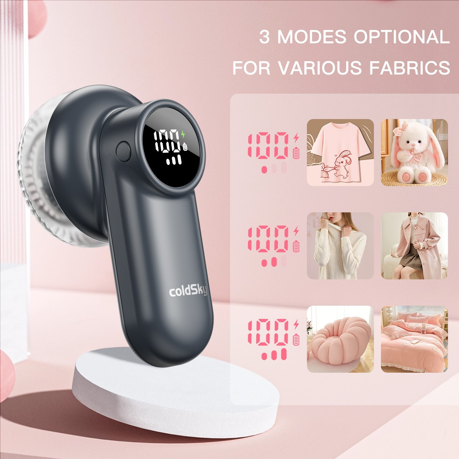 Rechargeable Fabric shaver，Lint Remover with Digital Display 3-speed adjustable gallery