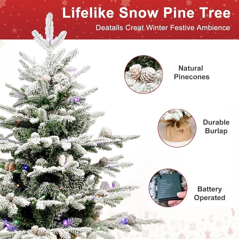 3FT Prelit Flocked Tabletop Christmas Tree Artificial Mini Xmas Tree & 100 light gallery