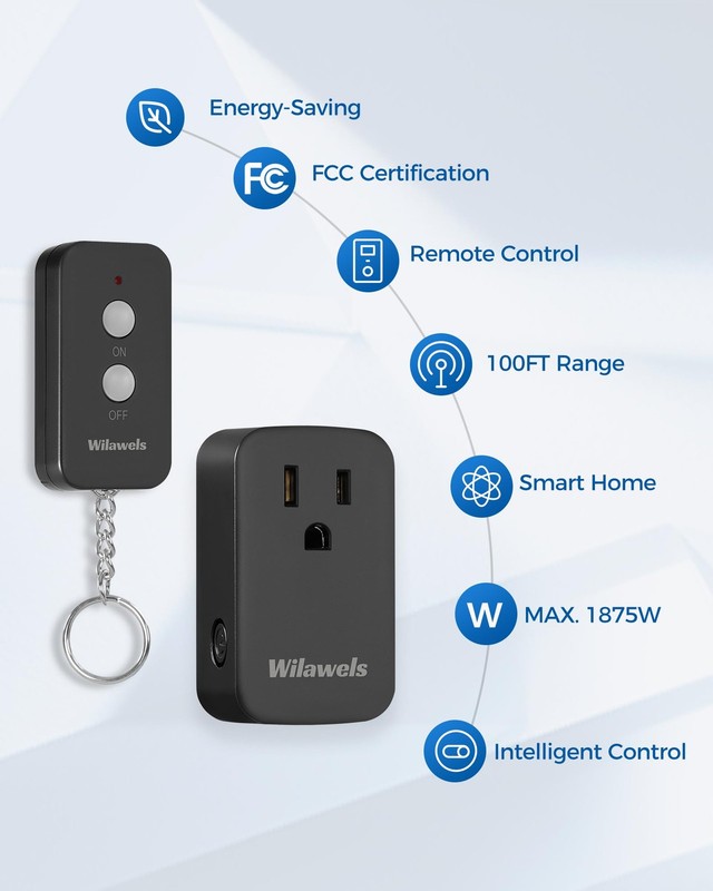 Remote Control Outlet Plug Wireless On Off Power Switch, Black Remote Light S... gallery