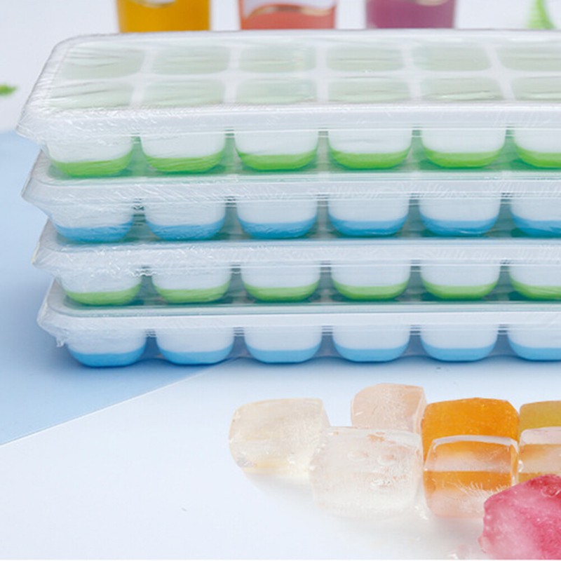 Ice Cube Tray, 4 Pack Silicone Ice Tray, 14 Ice Cube Molds with Lids, Stackable gallery