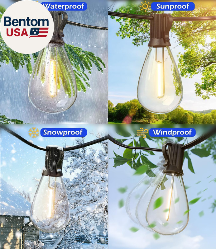 120FT LED Outdoor String Lights with 30+2 Edison Shatterproof Waterproof Bulbs, gallery
