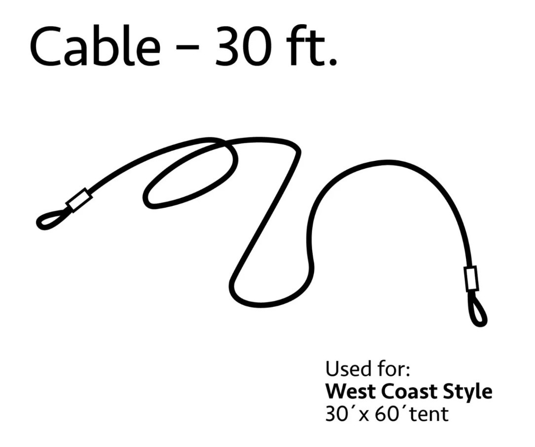2-Piece Steel Cable Set Reduces Sway for 30FT Wide West Coast Frame Party Tents gallery