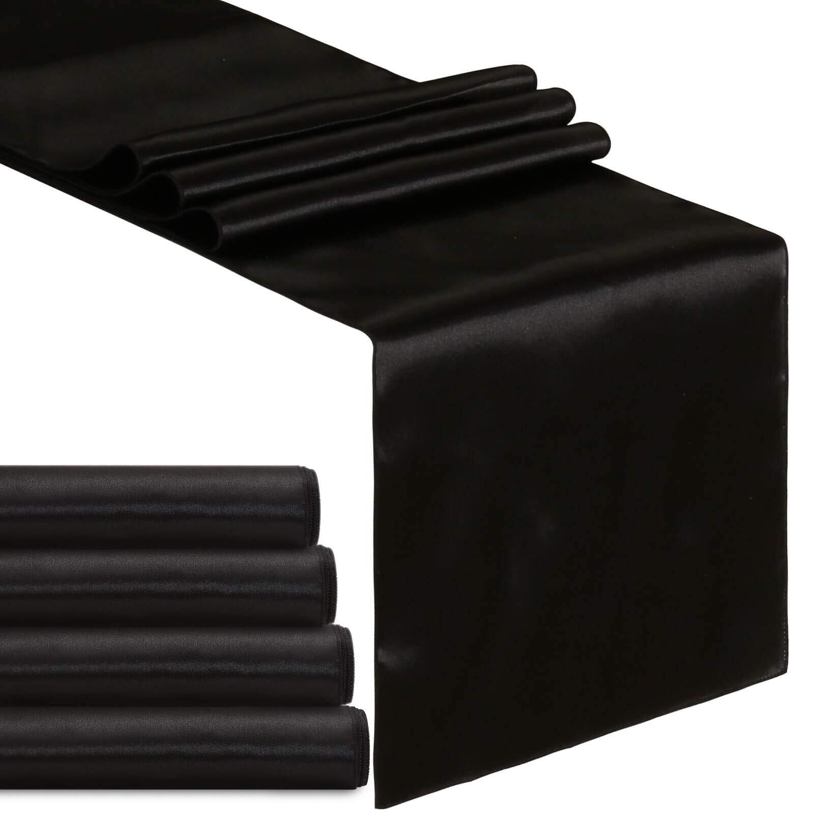 Black Satin Table Runner 12x108 Inch Wedding Party Decorations Pack of 5 gallery