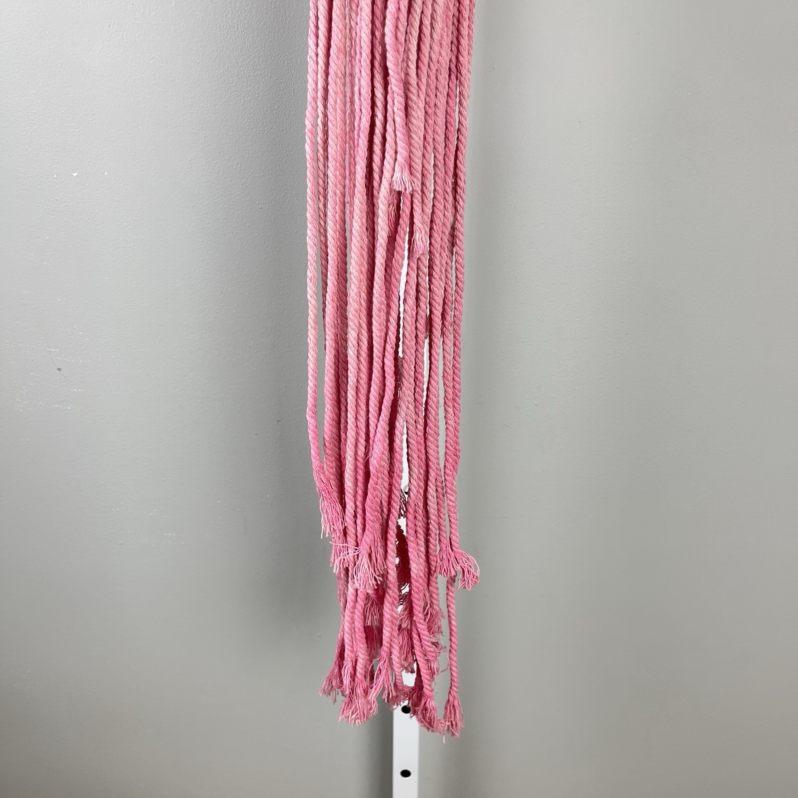 Hanging Macrame Jellyfish Pink Cream Fiber Art Boho Decor Ocean Sea Life 40" gallery