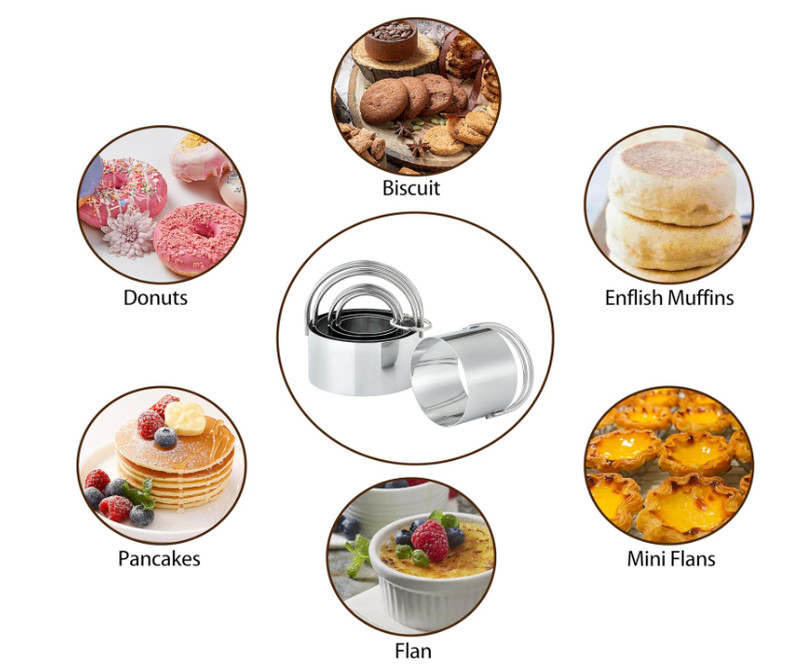 Biscuit Cutter Set Round Cookie Cutters with Handle 5 Pieces Stainless Steel New gallery