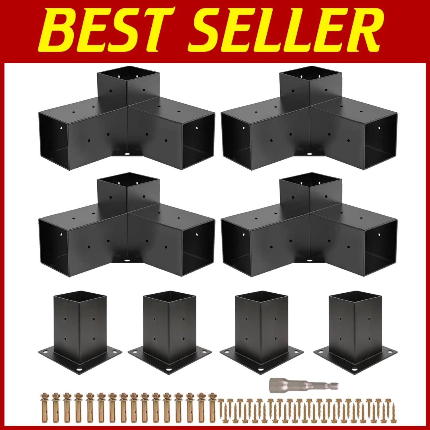 DIY Pergola Post Base Kit - 4pc Brackets gallery