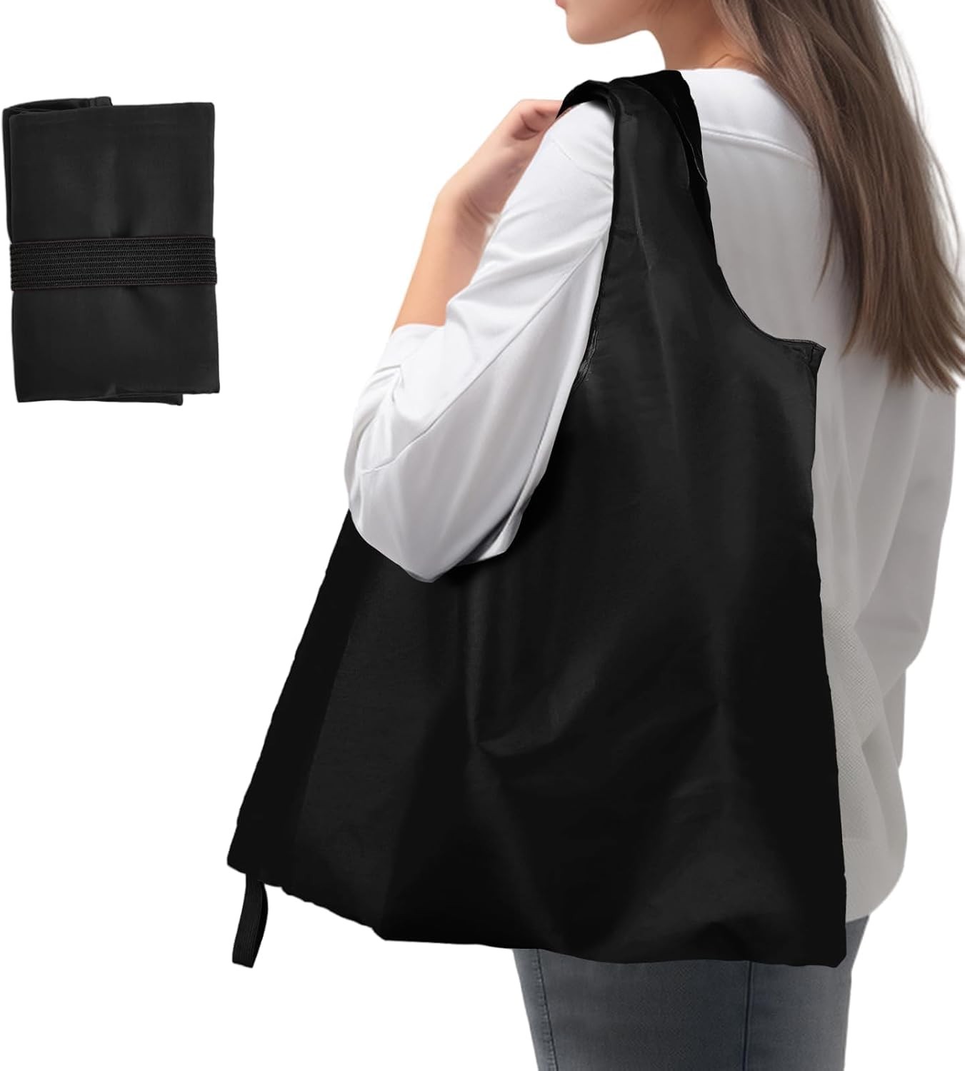 Foldable Shopping Bag, Washable Reusable Grocery with Holder, Nylon Lightweight gallery