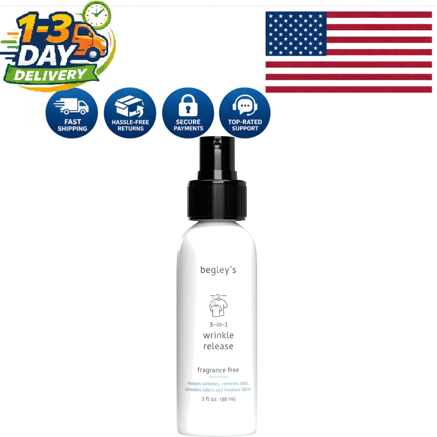Cruelty-Free Quick Fix Wrinkle Remover Spray - 3 oz Freshens Fabrics Anywhere gallery