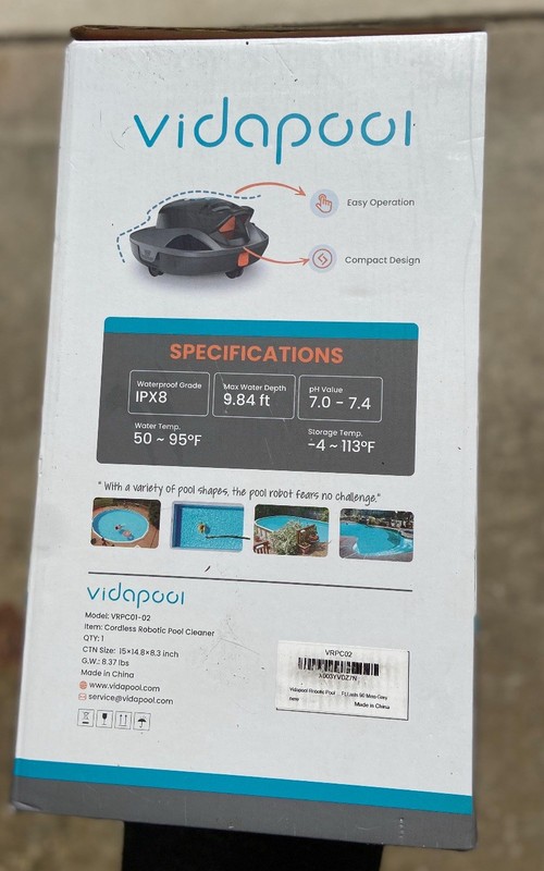 Vidapool Cordless Robotic Pool Cleaner Vacuum 90 Min Runtime Open Box Unused gallery