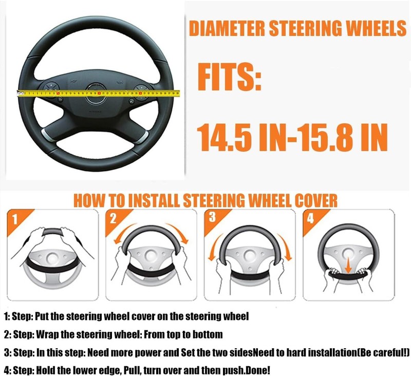 Steering Wheel Cover, Soft Leather Protctor, Universal No Color: Black/Coffee gallery
